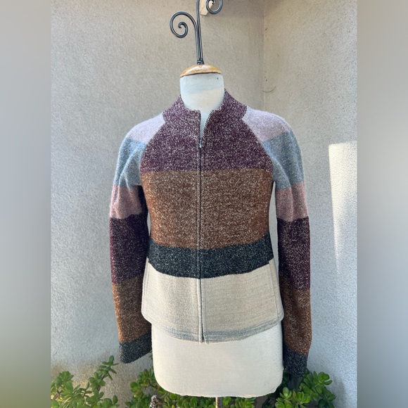 Dries Van Noten wool blend short jacket stripes earth tones Sz 38 XS